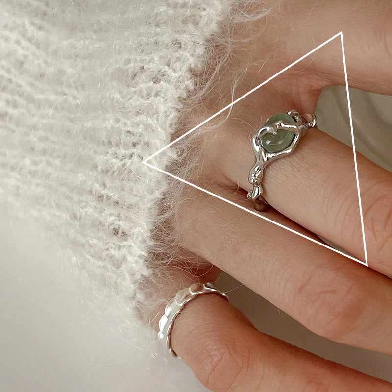 925 Sterling Silver Geometric Multilayer Round Bead Ring Female Fashion Punk Temperament Prevent Allergy Charm Jewelry