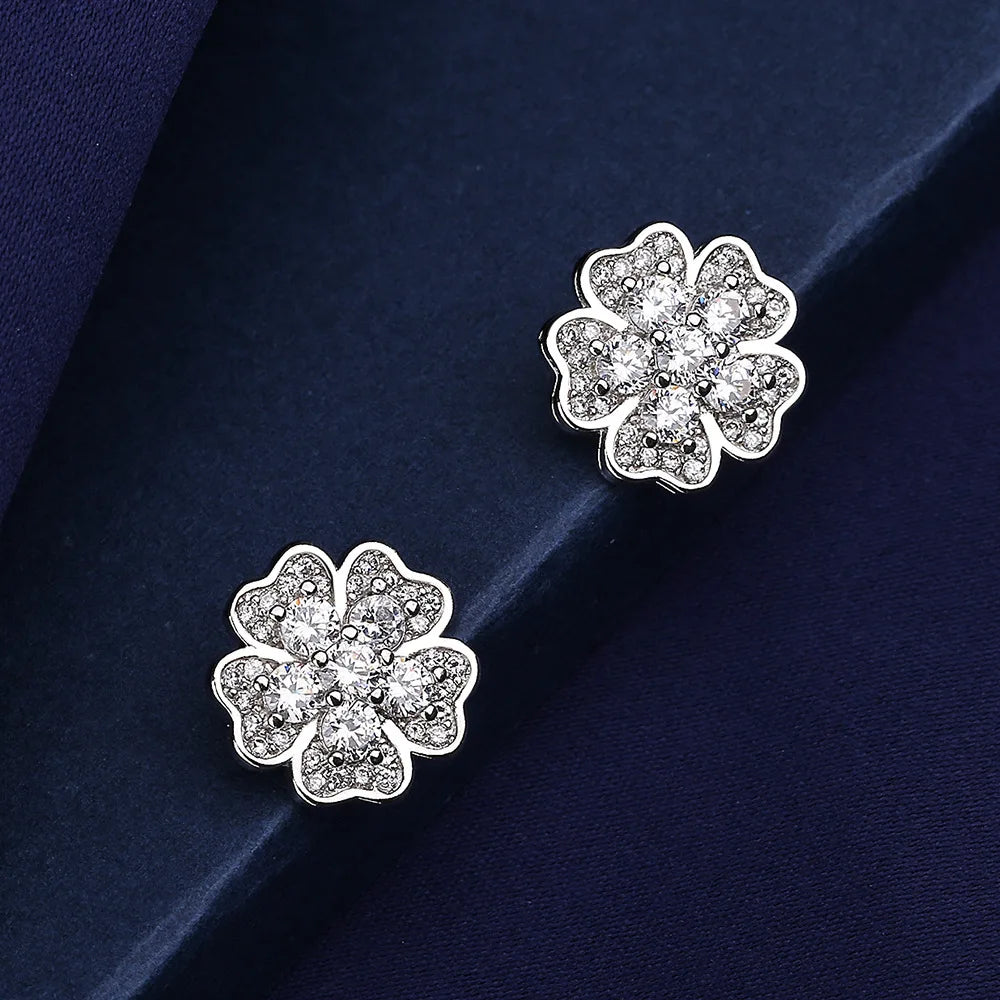 925 Silver Women Hoop Earrings Fashion Pendientes Gift For Female Girl Sparkling Pave CZ U Heart Shape Star Moon Earring E1258