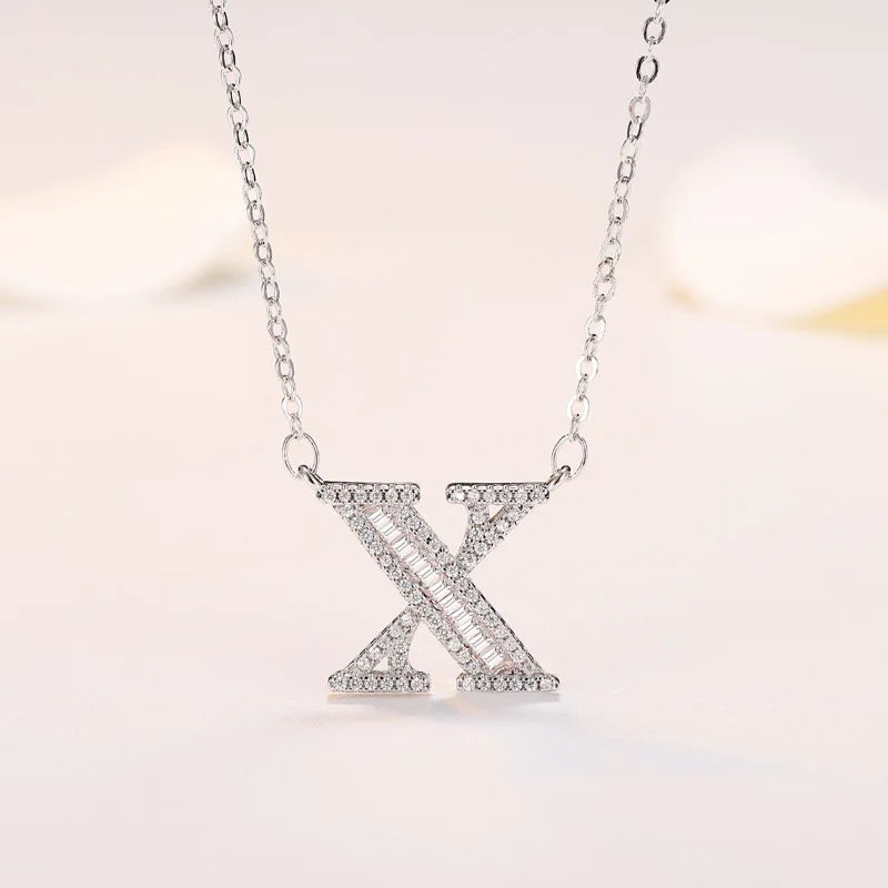 New 925 Sterling Silver 26 letter necklace Personal name handmade jewelry For Women Wedding Charm Fashion