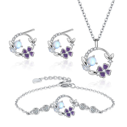 925 Sterling Silver Jewelry Sets For Women Heart Zircon Ring Earrings Necklace Wedding Bridal Elegant Christmas