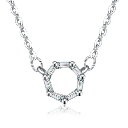 925 Sterling Silver Big Color Stone Pendant Chain Light Crystal Necklace for Women Excellent Jewelry Collarbone Chain 7355