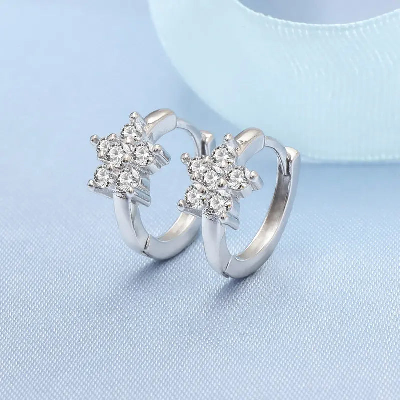 Fine Jewelry 925 Sterling Silver Earrings Inlaid With Zircon Crystal Flower Earrings Charm Jewelry For Women Gift Engagement