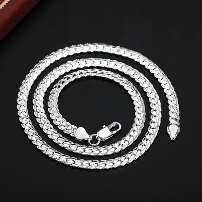 925 Sterling Silver 6mm Side Chain 16/18/20/22/24 Inch Necklace For Woman Men Fashion Wedding Engagement Jewelry Gift