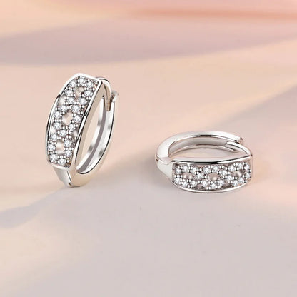 925 Sterling Silver Earrings For Women Original Charm Double Hoop Earrings Pave CZ Fine Engagement Anniversary Jewelry Gift