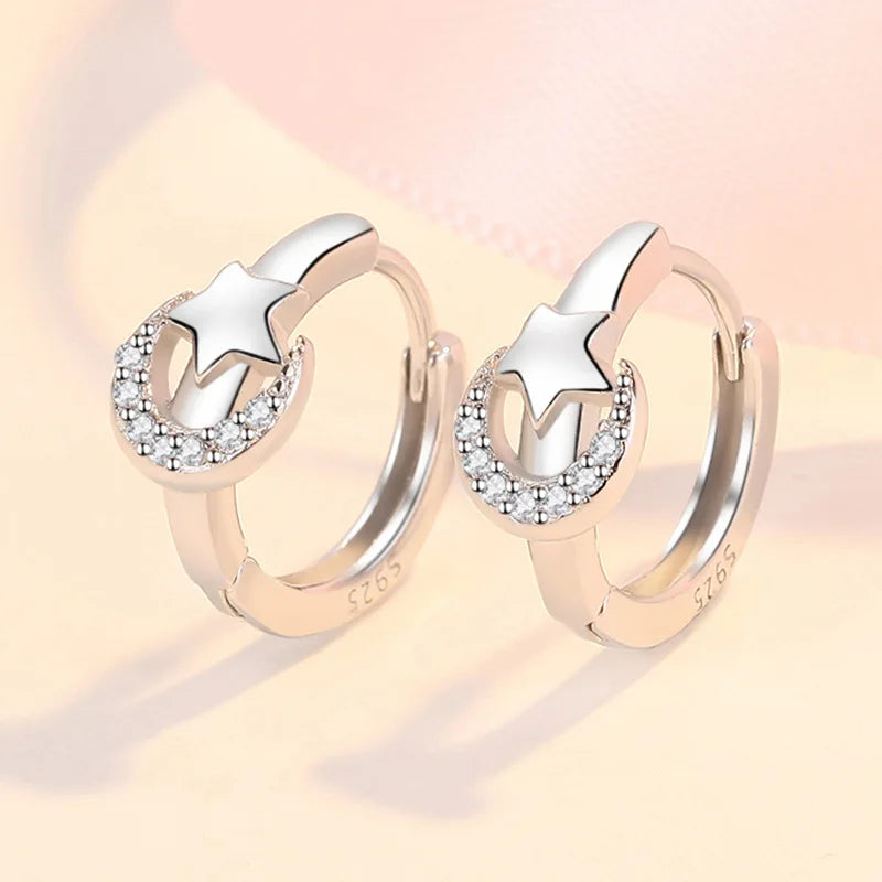 925 Sterling Silver Earrings For Women Original Charm Double Hoop Earrings Pave CZ Fine Engagement Anniversary Jewelry Gift