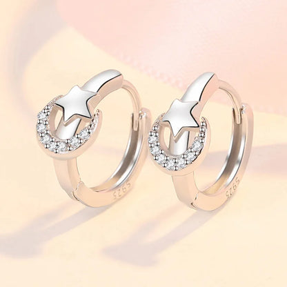 925 Sterling Silver Earrings For Women Original Charm Double Hoop Earrings Pave CZ Fine Engagement Anniversary Jewelry Gift