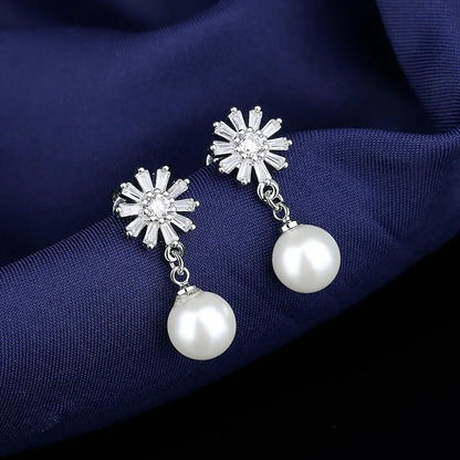 925 Sterling Silver Jewelry Women Fashion Cute Tiny Clear Crystal CZ Stud Earrings Gift for Girls Teens Lady E001