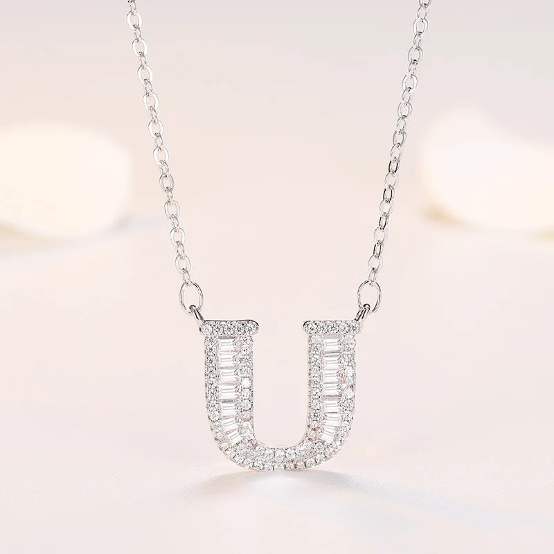 New 925 Sterling Silver 26 letter necklace Personal name handmade jewelry For Women Wedding Charm Fashion