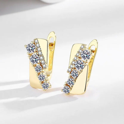 925 Sterling silver needle Earrings Fashion High Quality Jewelry Double Row Crystal Zircon Round Stud H570