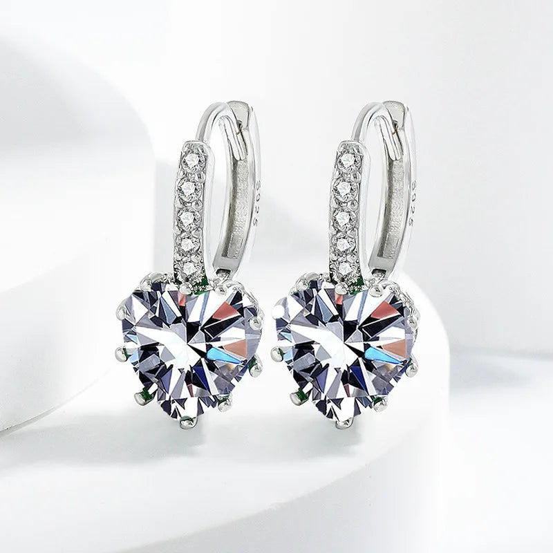 925 Sterling silver needle Earrings Fashion High Quality Jewelry Double Row Crystal Zircon Round Stud H570