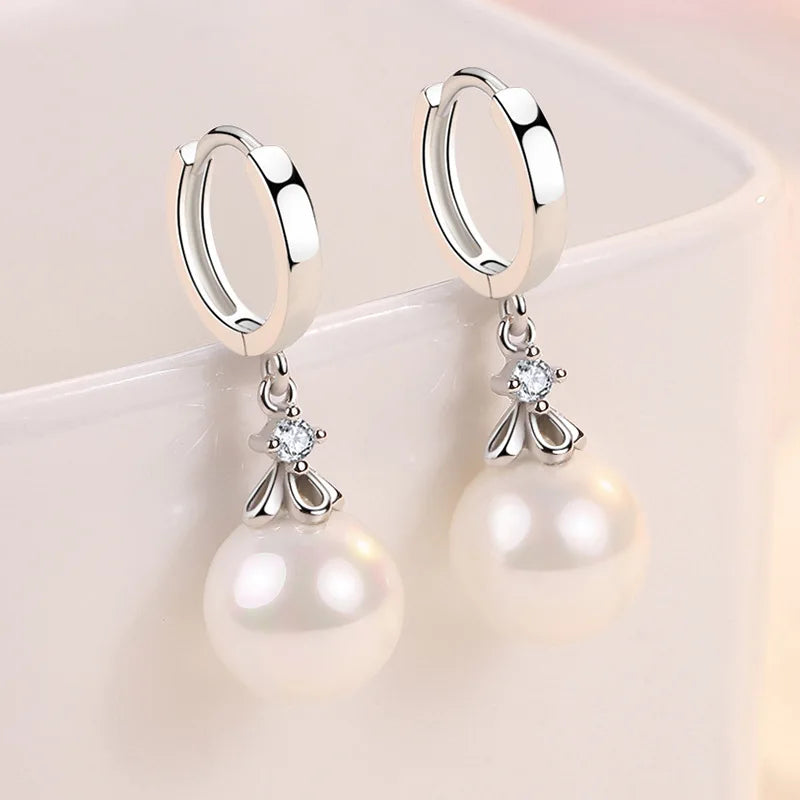 925 Sterling Silver Earrings For Women Original Charm Double Hoop Earrings Pave CZ Fine Engagement Anniversary Jewelry Gift