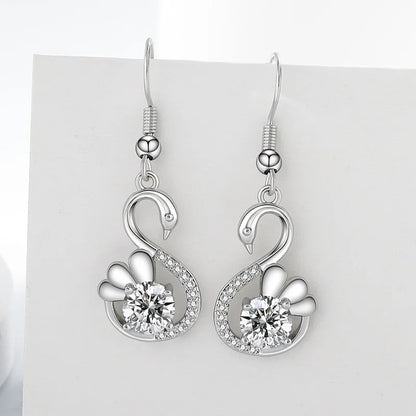 New Fashion Women Pendants Necklace Simple Geometry Square Earrings Crystal 925 Sterling Silver Color Jewelry Sets for Wedding