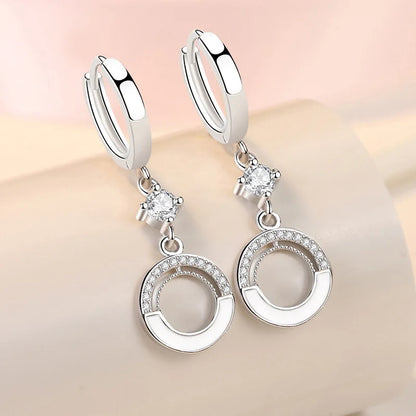 925 Sterling Silver Earrings For Women Original Charm Double Hoop Earrings Pave CZ Fine Engagement Anniversary Jewelry Gift