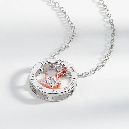 925 Sterling Silver Big Color Stone Pendant Chain Light Crystal Necklace for Women Excellent Jewelry Collarbone Chain 7355