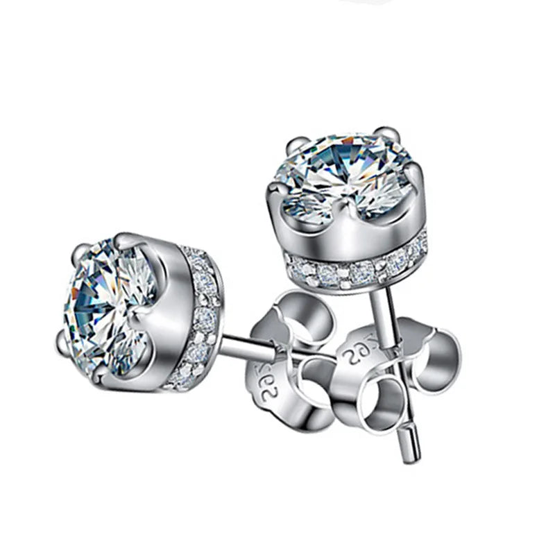 925 Silver Women Hoop Earrings Fashion Pendientes Gift For Female Girl Sparkling Pave CZ U Heart Shape Star Moon