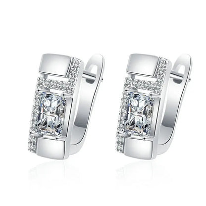 925 Sterling Silver Earrings Jewelry High Quality Retro Simple Pattern Purple White Zircon Earrings Hot Sale