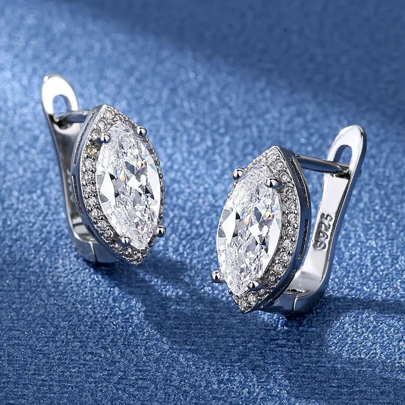 925 Sterling Silver Earrings Jewelry High Quality Retro Simple Pattern Purple White Zircon Earrings Hot Sale