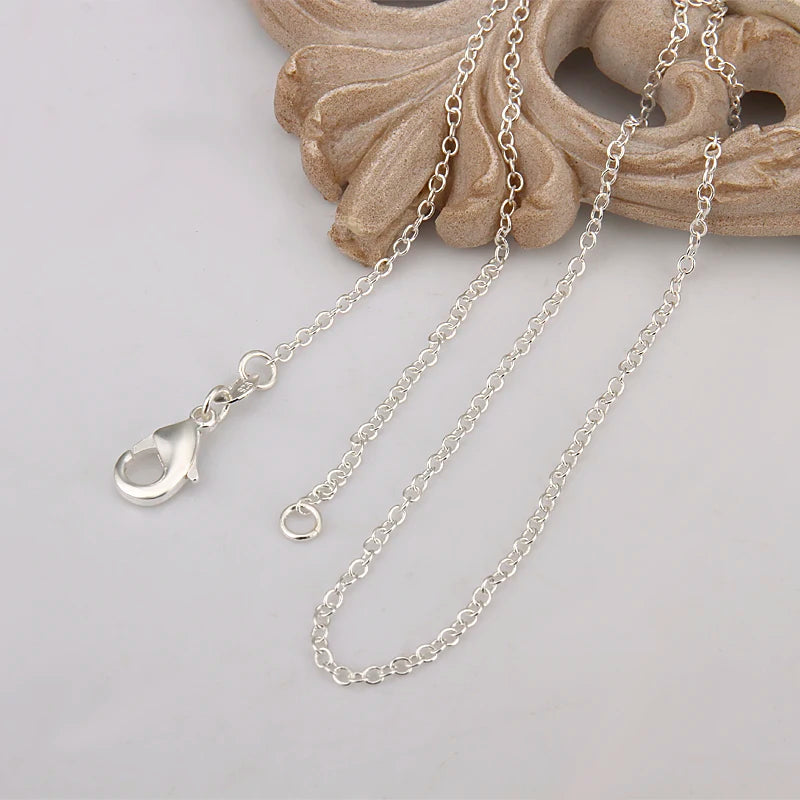 wholesale 925 Sterling Silver Chain necklace,Fashion Men/Women DIY Jewelry Rolo Chain 1mm Necklace 16 18 20 22 24"