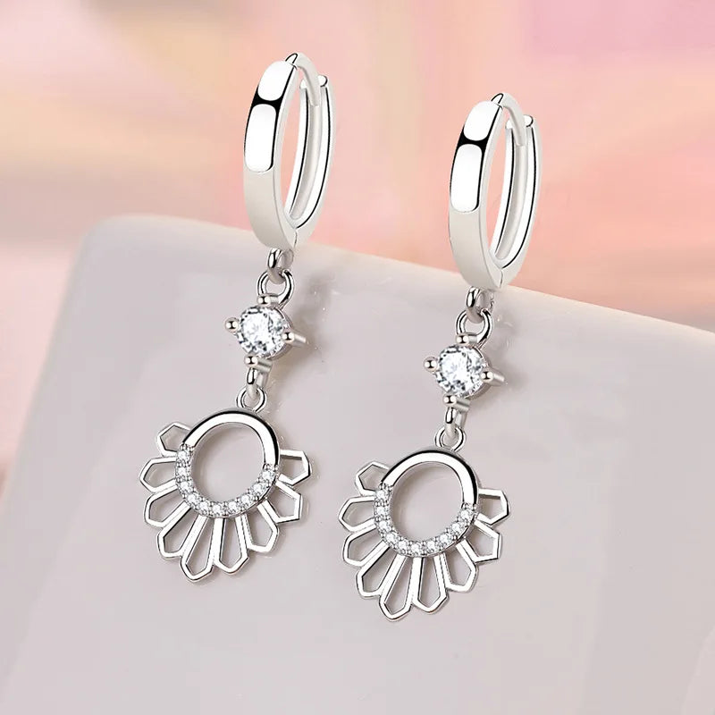 925 Sterling Silver Earrings For Women Original Charm Double Hoop Earrings Pave CZ Fine Engagement Anniversary Jewelry Gift