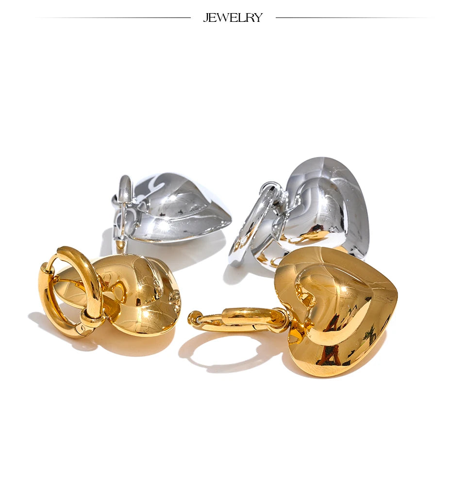 Elysium Exquisite Hollow Smooth Stereoscopic Heart Love Drop Dangle Daily Hoop Earrings Waterproof Stainless Steel Jewelry Women