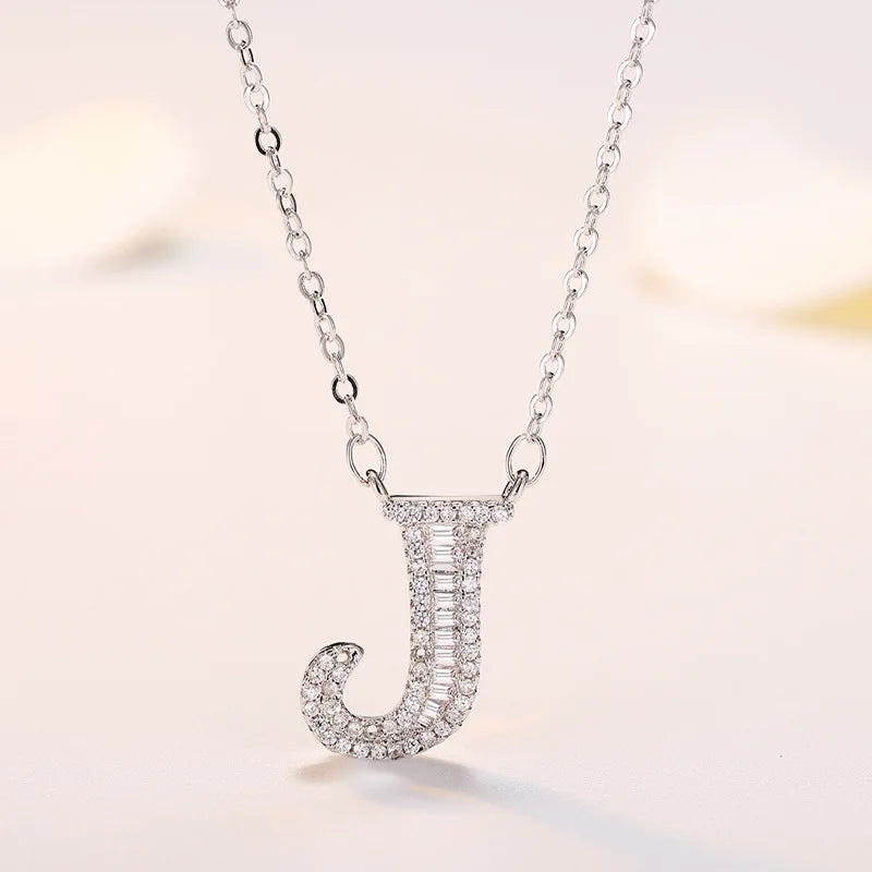 New 925 Sterling Silver 26 letter necklace Personal name handmade jewelry For Women Wedding Charm Fashion