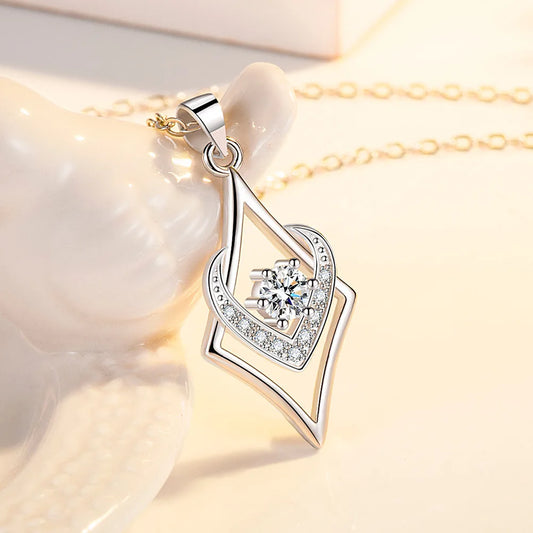 New 925 Sterling Silver Necklace For Women Round Pendent Sparkling Pave CZ Necklace Fashion Anniversary Birthday Jewelry Gifts