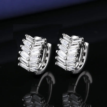 New 925 Silver Women Hoop Earrings Fashion Pendientes Gift For Female Girl Sparkling Pave CZ U Heart Shape Star Moon Earring