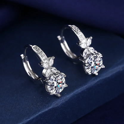 925 Silver Women Hoop Earrings Fashion Pendientes Gift For Female Girl Sparkling Pave CZ U Heart Shape Star Moon Earring E1258