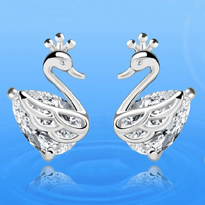 925 Silver Women Hoop Earrings Fashion Pendientes Gift For Female Girl Sparkling Pave CZ U Heart Shape Star Moon