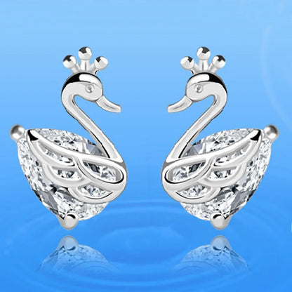 925 Silver Women Hoop Earrings Fashion Pendientes Gift For Female Girl Sparkling Pave CZ U Heart Shape Star Moon