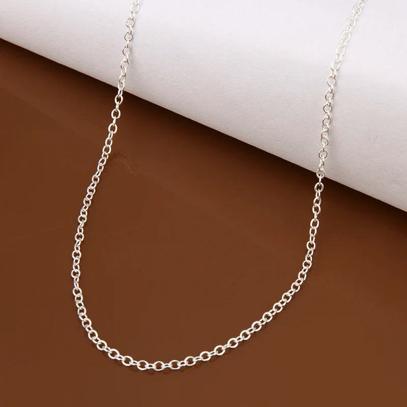 wholesale 925 Sterling Silver Chain necklace,Fashion Men/Women DIY Jewelry Rolo Chain 1mm Necklace 16 18 20 22 24"