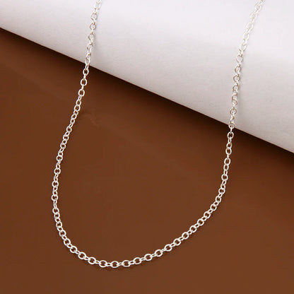wholesale 925 Sterling Silver Chain necklace,Fashion Men/Women DIY Jewelry Rolo Chain 1mm Necklace 16 18 20 22 24"