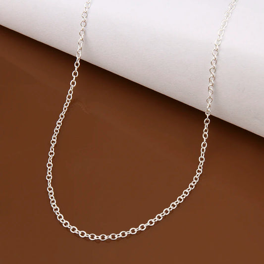 wholesale 925 Sterling Silver Chain necklace,Fashion Men/Women DIY Jewelry Rolo Chain 1mm Necklace 16 18 20 22 24"