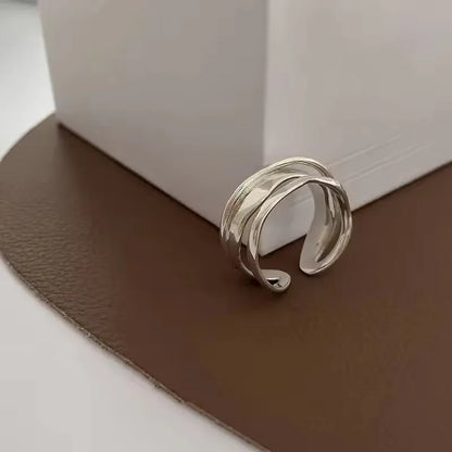 925 Sterling Silver Geometric Multilayer Round Bead Ring Female Fashion Punk Temperament Prevent Allergy Charm Jewelry
