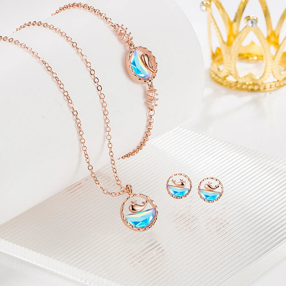 925 Sterling Silver Jewelry Sets For Women Heart Zircon Ring Earrings Necklace Wedding Bridal Elegant Christmas