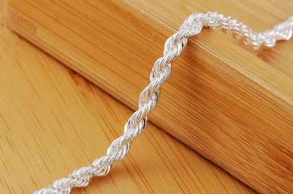 New 20-60cm Silver Color Plated Luxury Brand Design Noble 4mm Necklace Chain For Woman Men Fashion Wedding Engagement Jewelry