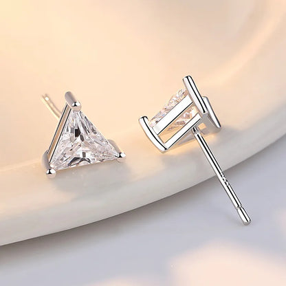 925 Sterling Silver Jewelry Women Fashion Cute Tiny Clear Crystal CZ Stud Earrings Gift for Girls Teens Lady R003
