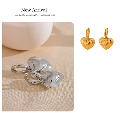 Elysium Exquisite Hollow Smooth Stereoscopic Heart Love Drop Dangle Daily Hoop Earrings Waterproof Stainless Steel Jewelry Women