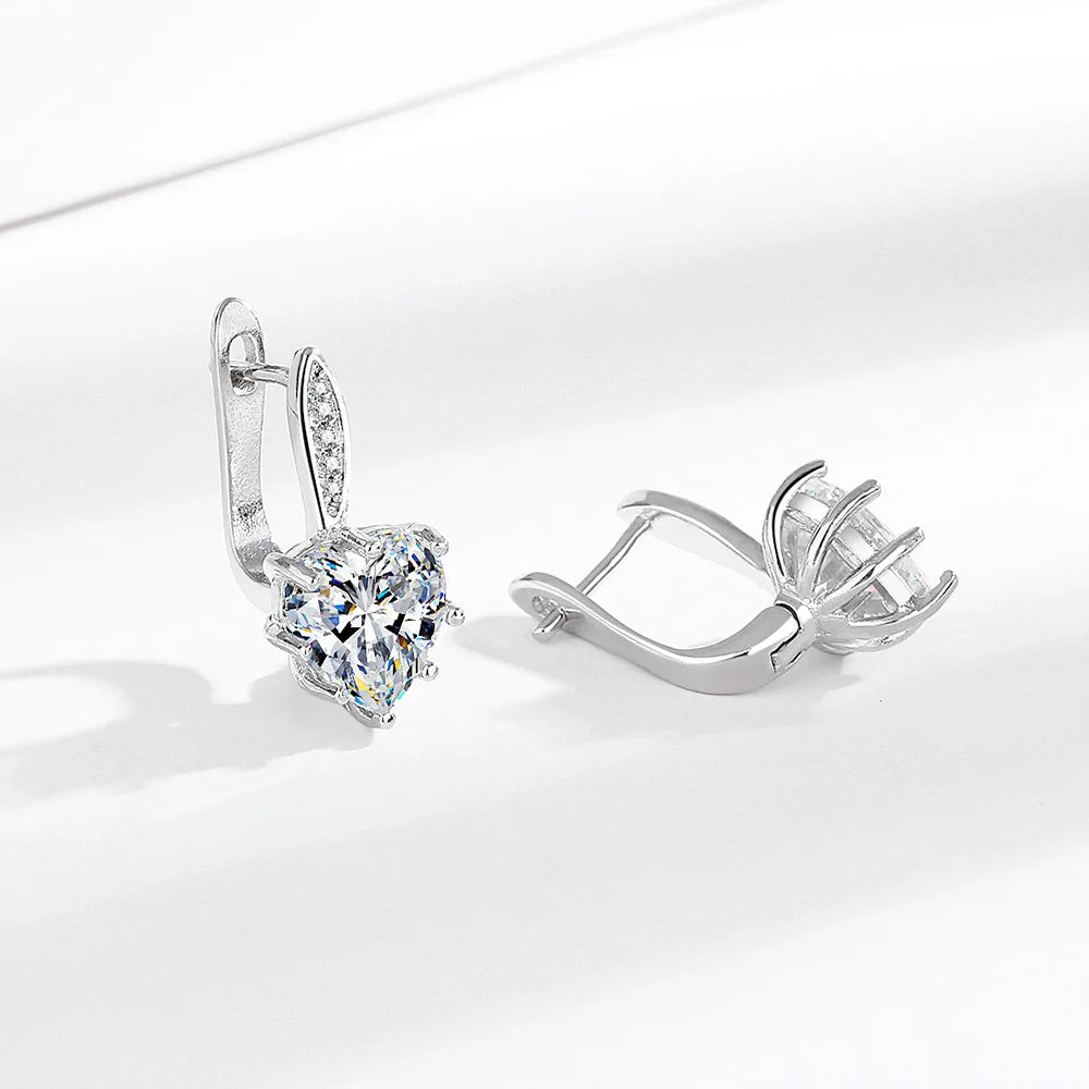 925 Sterling silver needle Earrings Fashion High Quality Jewelry Double Row Crystal Zircon Round Stud H570