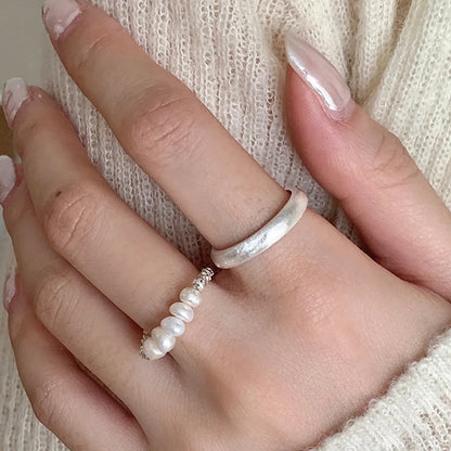 925 Sterling Silver Geometric Multilayer Round Bead Ring Female Fashion Punk Temperament Prevent Allergy Charm Jewelry