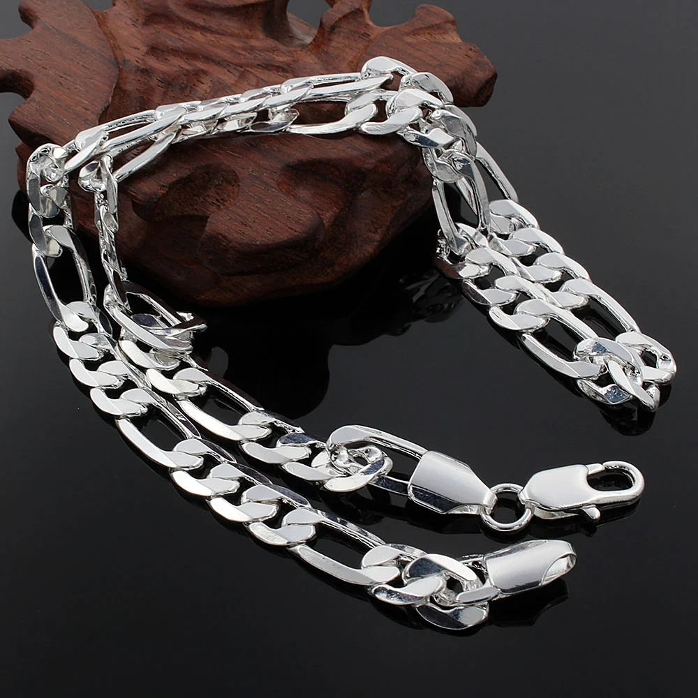 925 Sterling Silver 16--30 Inch Side Chain Necklace For Women Man Fashion Wedding Charm Jewelry
