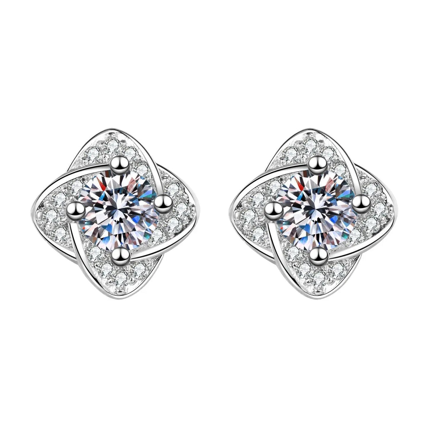 New 925 Silver Women Hoop Earrings Fashion Pendientes Gift For Female Girl Sparkling Pave CZ U Heart Shape Star Moon Earring