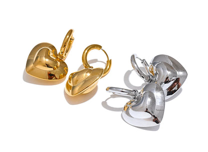 Elysium Exquisite Hollow Smooth Stereoscopic Heart Love Drop Dangle Daily Hoop Earrings Waterproof Stainless Steel Jewelry Women