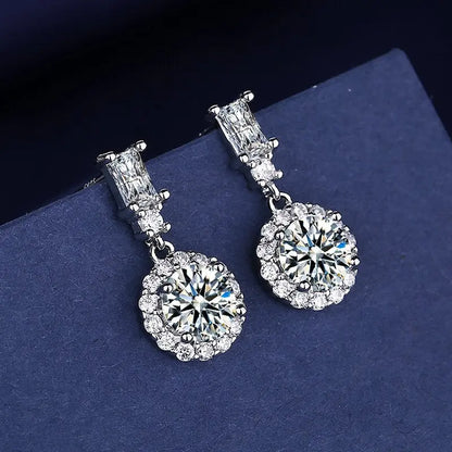Fine Jewelry 925 Sterling Silver Earrings Inlaid With Zircon Crystal Flower Earrings Charm Jewelry For Women Gift Engagement