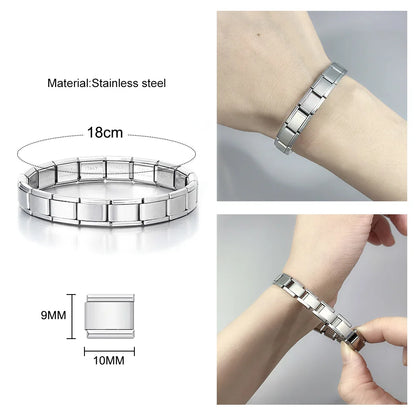 Italian Charm Bracelets DIY Basic Chain Stainless Steel Bangle Versatile Assembled Modules Ideal Gift 9mm Universal Dropshipping