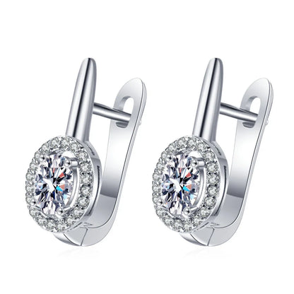 925 Sterling Silver Earrings Jewelry High Quality Retro Simple Pattern Purple White Zircon Earrings Hot Sale