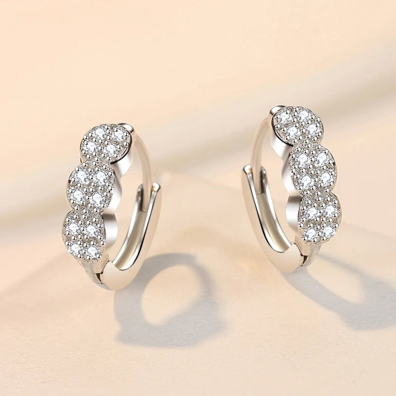 925 Sterling Silver Earrings For Women Original Charm Double Hoop Earrings Pave CZ Fine Engagement Anniversary Jewelry Gift