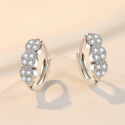 925 Sterling Silver Earrings For Women Original Charm Double Hoop Earrings Pave CZ Fine Engagement Anniversary Jewelry Gift