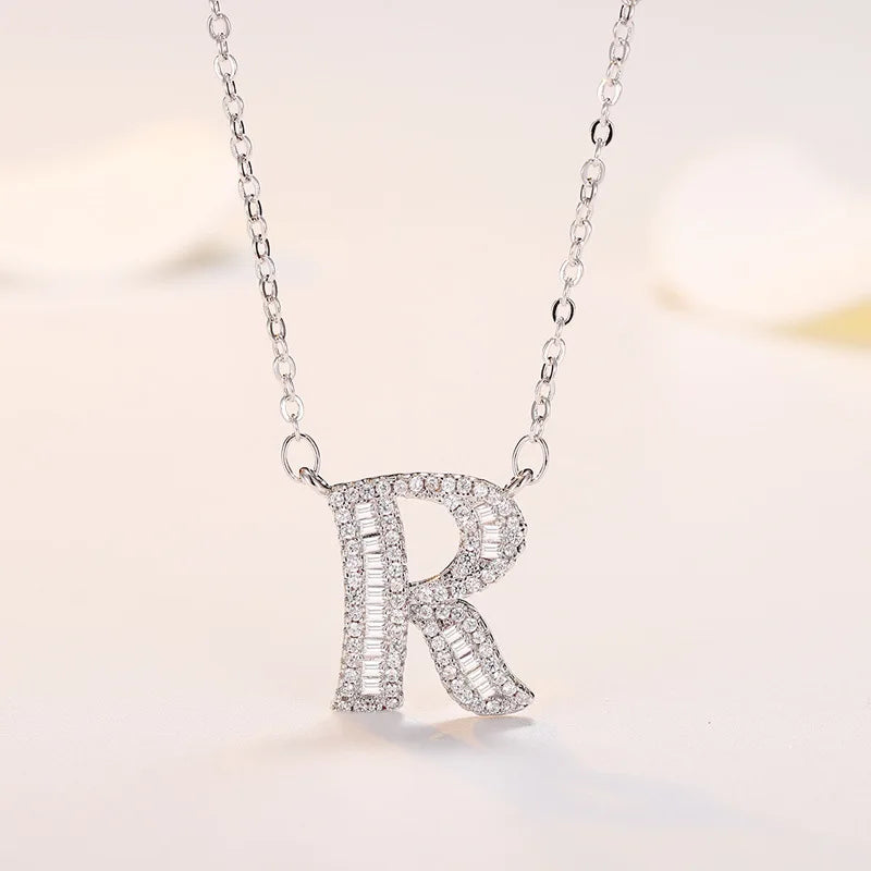 New 925 Sterling Silver 26 letter necklace Personal name handmade jewelry For Women Wedding Charm Fashion