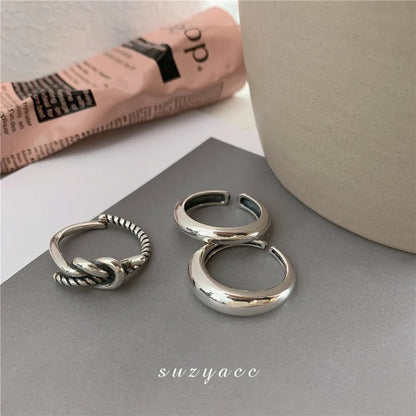 925 Sterling Silver Geometric Multilayer Round Bead Ring Female Fashion Punk Temperament Prevent Allergy Charm Jewelry